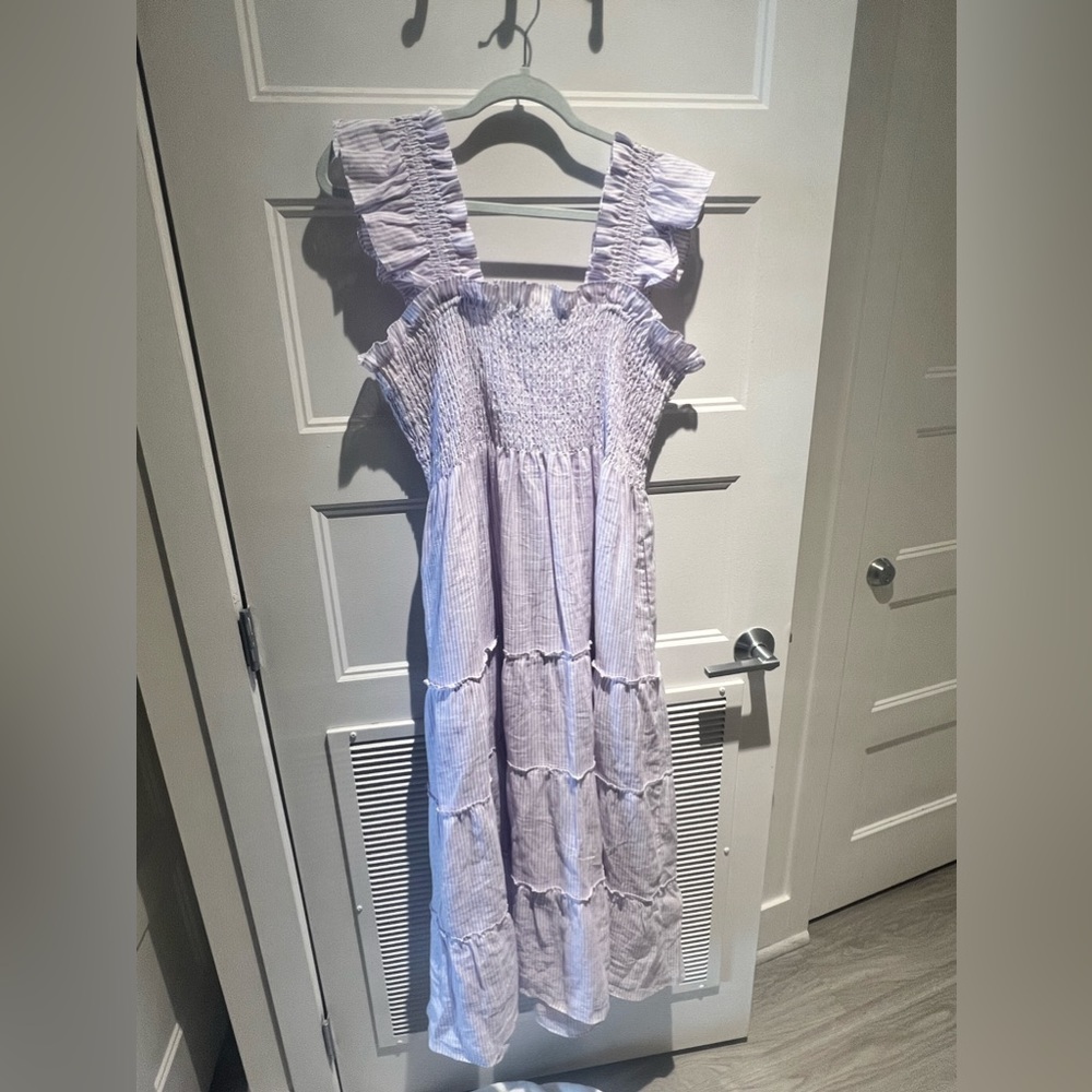Hill House Home Ellie Nap Dress - Purple Striped Linen